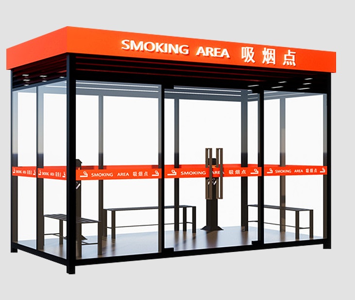 广安内蒙古钢结构吸烟亭  玻璃吸烟亭 户外吸烟区