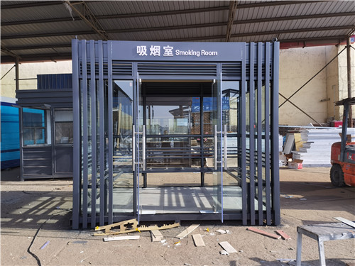 广安内蒙古工厂吸烟亭玻璃吸烟室完工